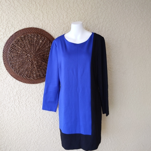Trina Turk Cubanist Colorblock Blue Dress Long - Picture 2 of 7